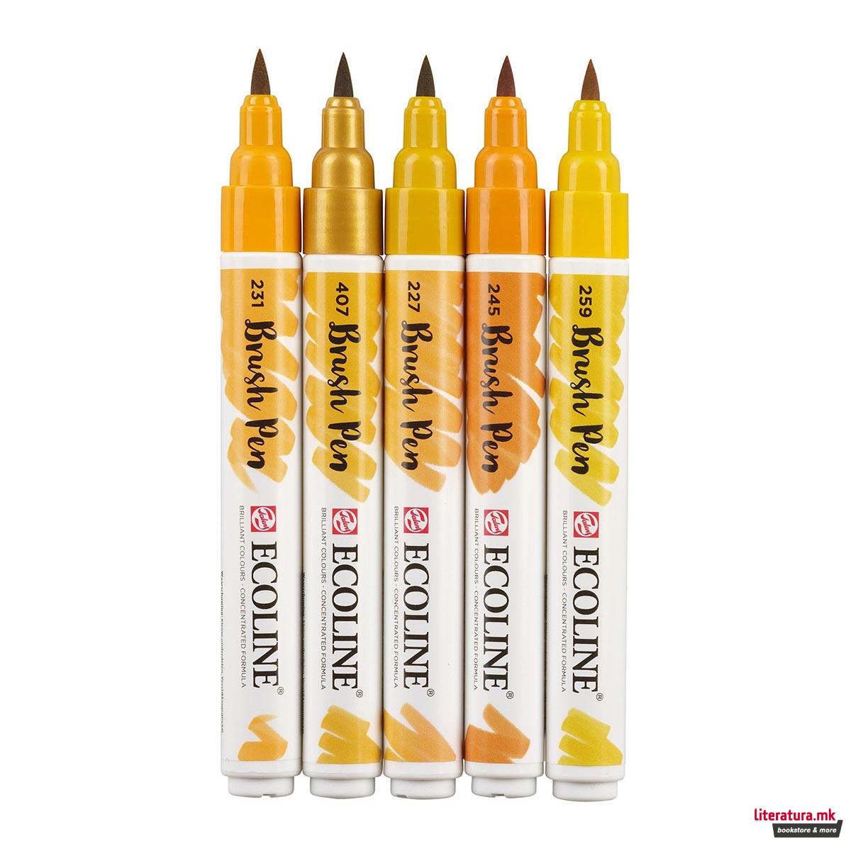 Сет од 5 брашпенс, TALENS, Ecoline Brush Pen set, earth 