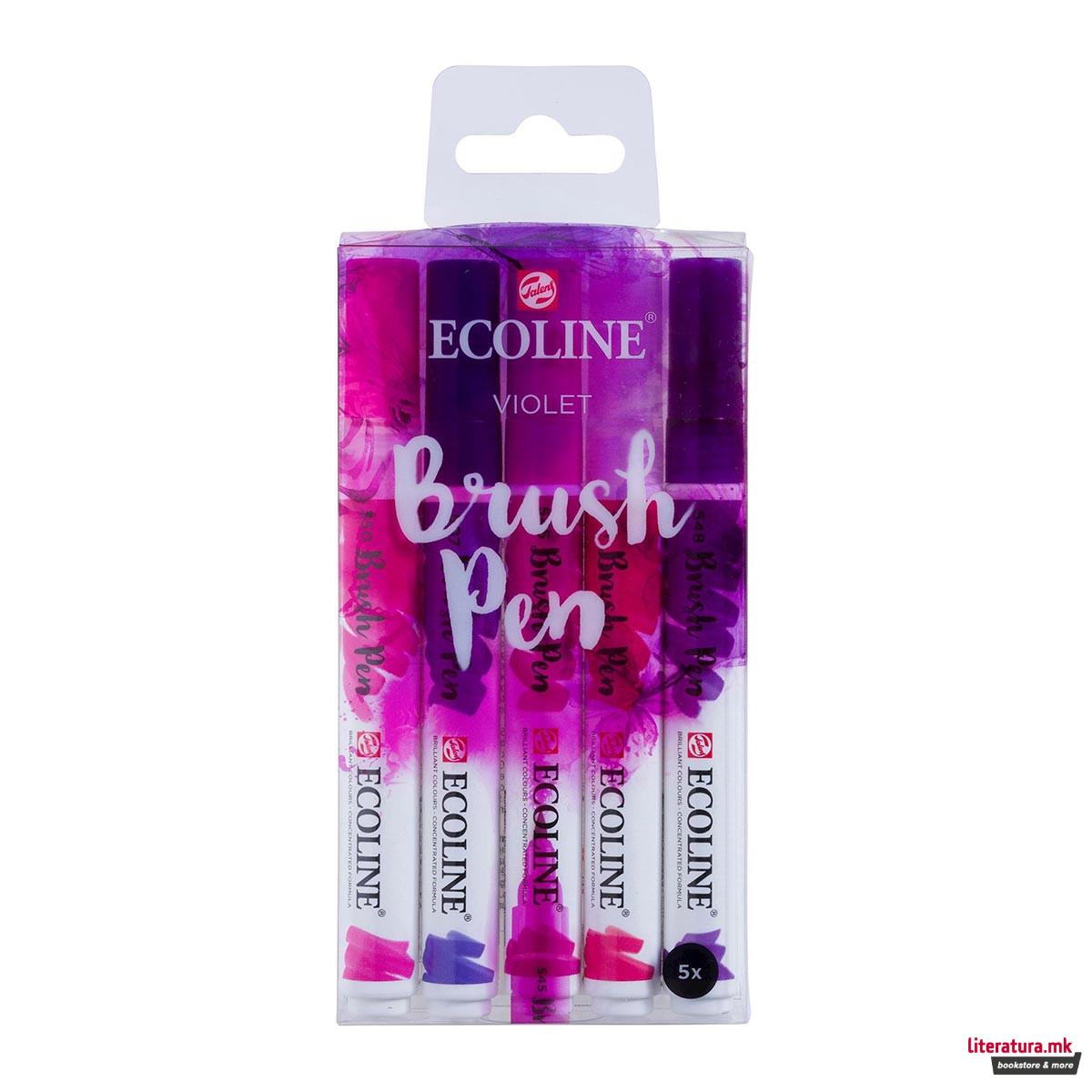 Сет од 5 брашпенс, TALENS, Ecoline Brush Pen set, violet 