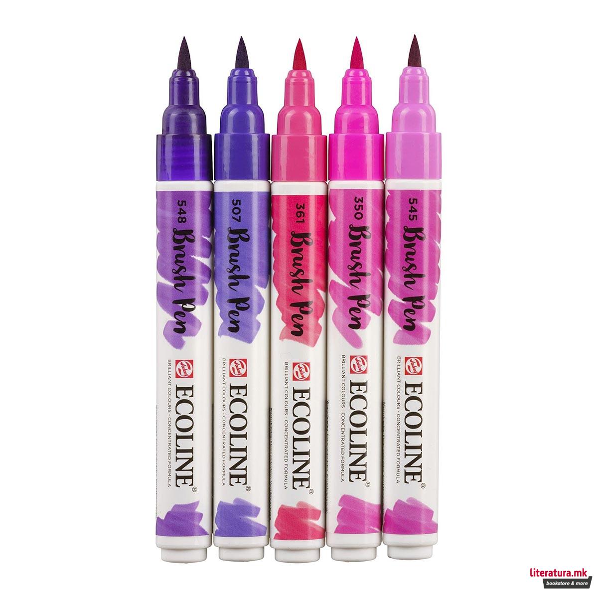 Сет од 5 брашпенс, TALENS, Ecoline Brush Pen set, violet 