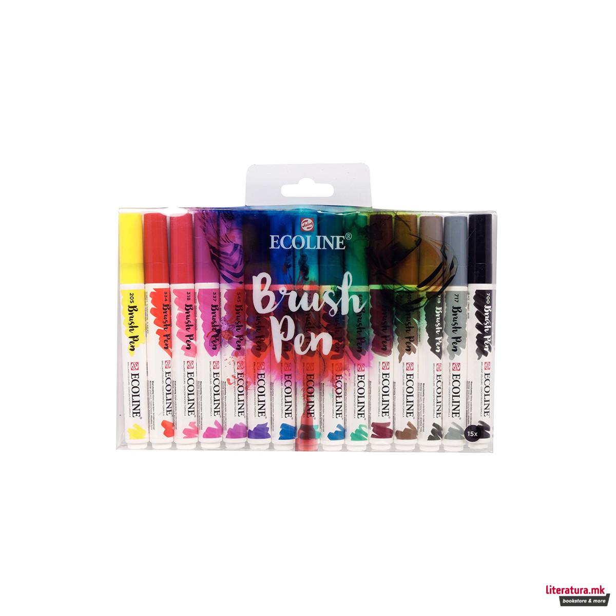 Сет од 15 брашпенс, TALENS, Ecoline Brush Pen set 