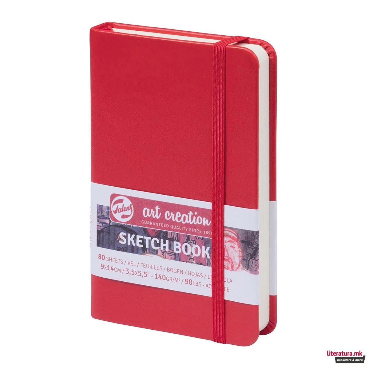 Скицник, Talens Art Creation, 9 x 14 цм, 140 g, црвен 