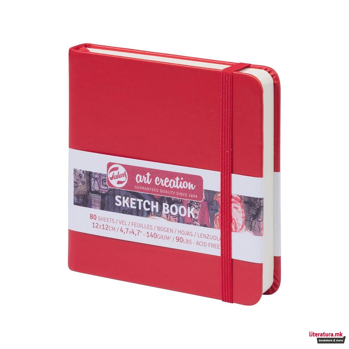 Скицник, Talens Art Creation, 12 x 12 цм, 140 g, црвен 