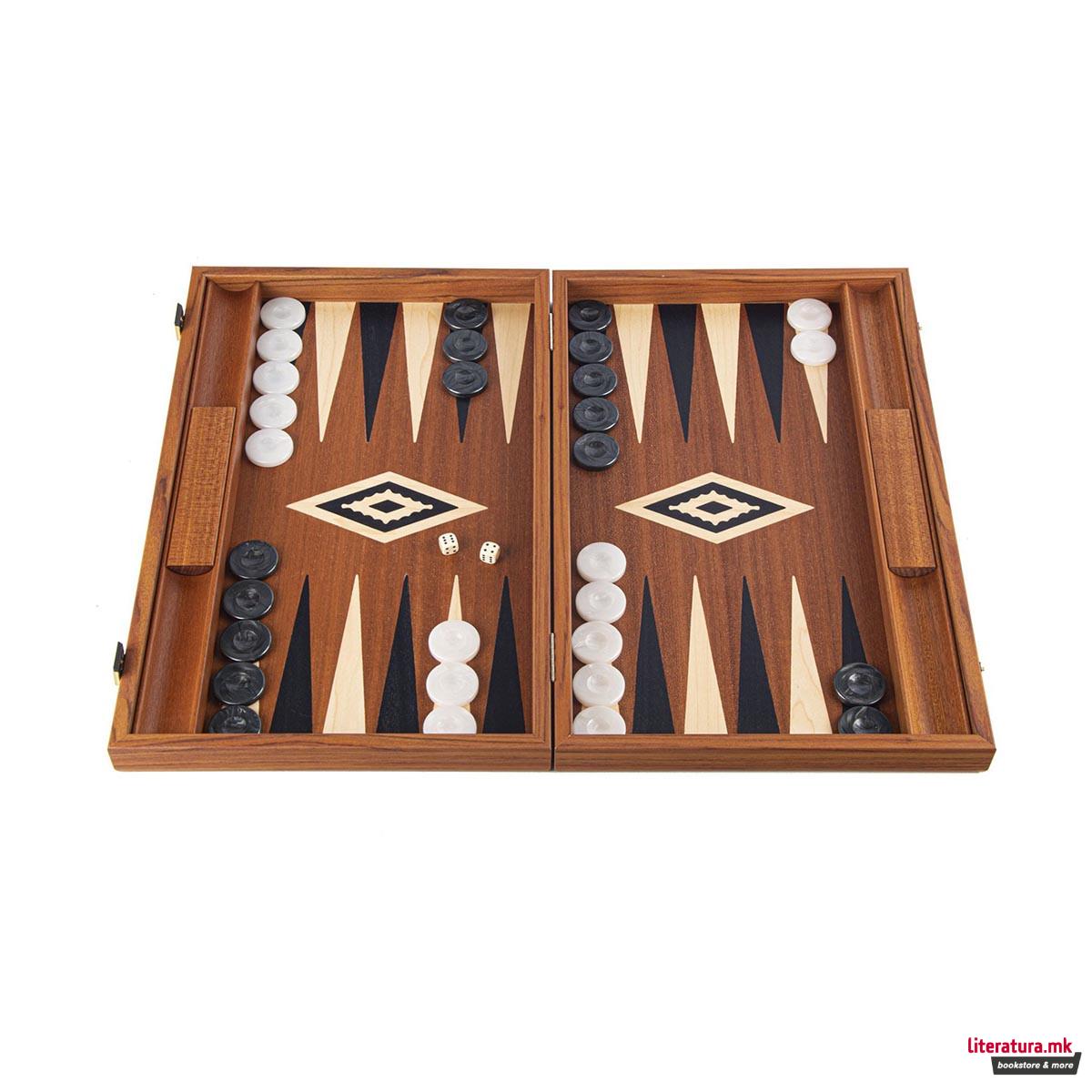 Сет за табла, Handcrafted Mahogany - Elegant Marquetry Design, голем 