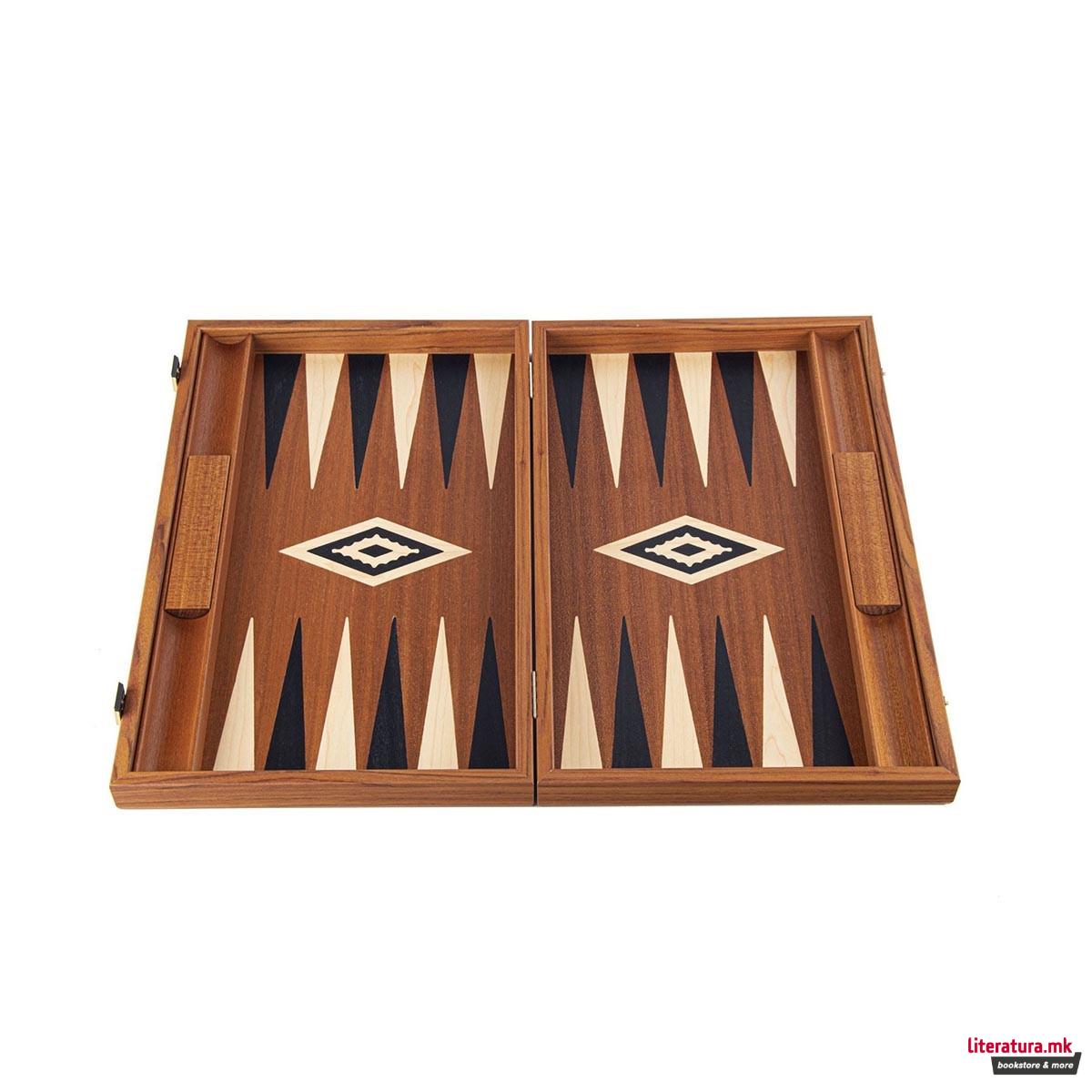 Сет за табла, Handcrafted Mahogany - Elegant Marquetry Design, голем 