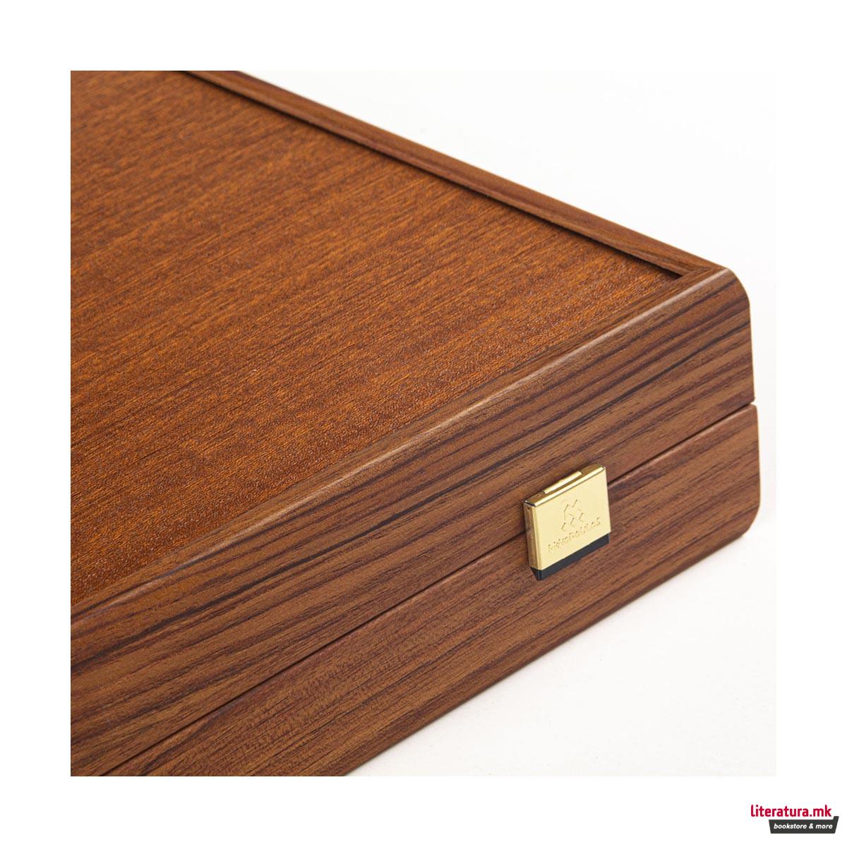 Сет за табла, Handcrafted Mahogany - Elegant Marquetry Design, голем 