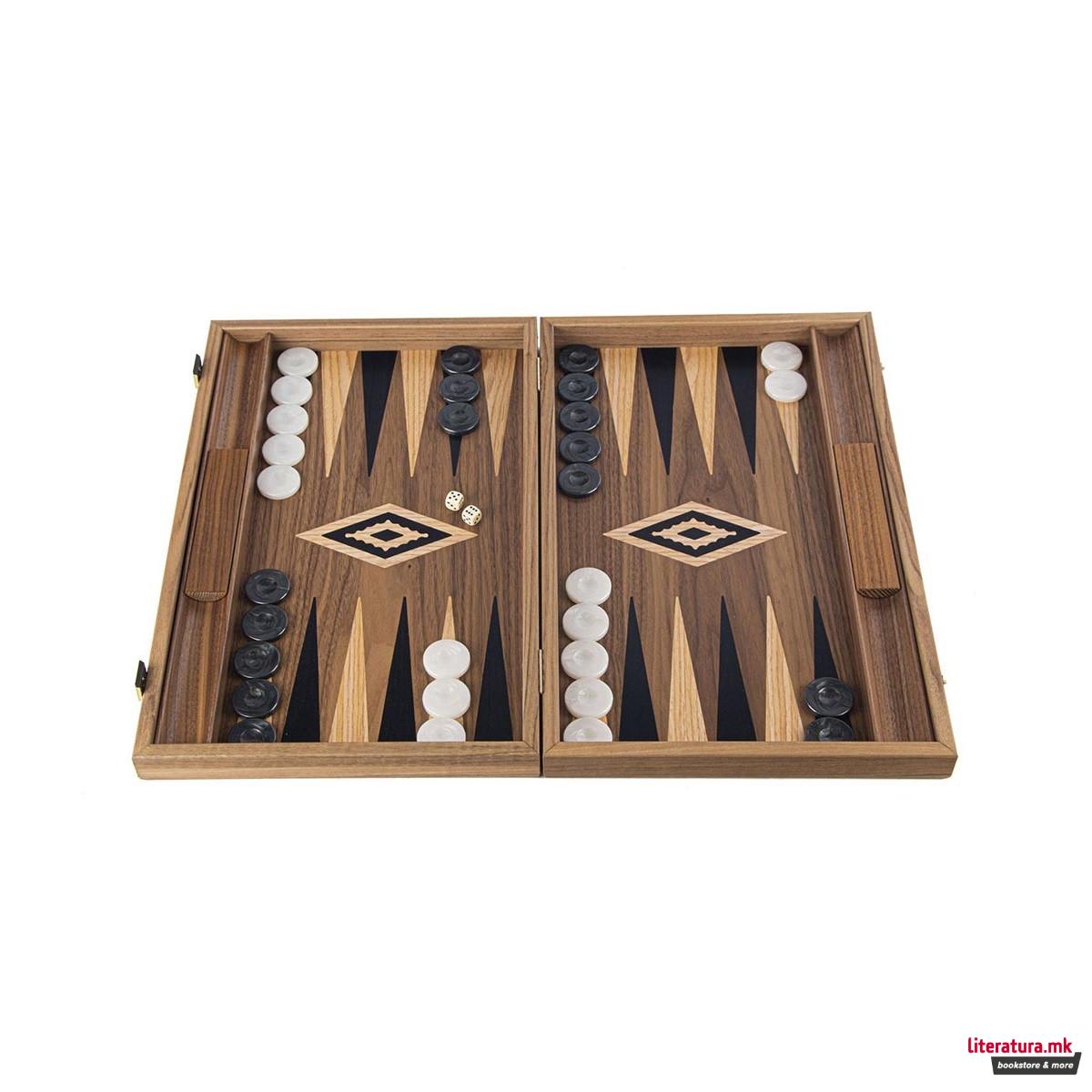 Сет за табла, Handcrafted American Walnut - Elegant Marquetry Design 