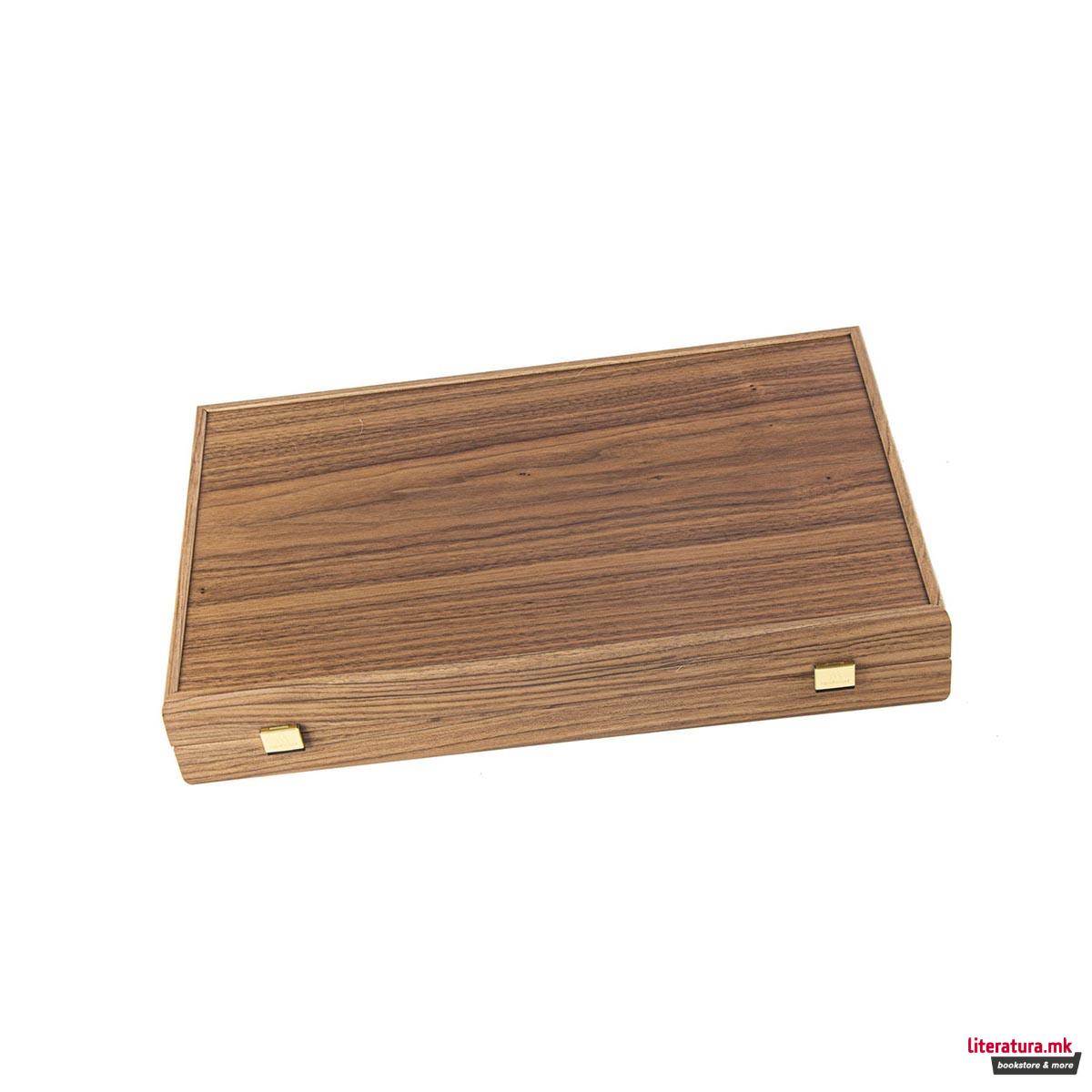 Сет за табла, Handcrafted American Walnut - Elegant Marquetry Design 