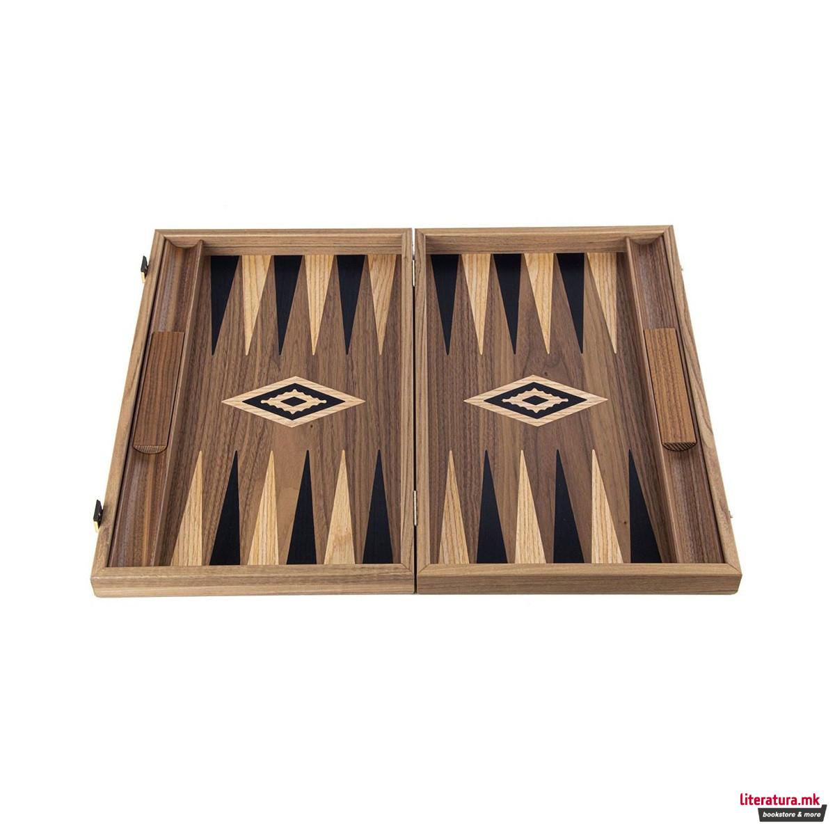 Сет за табла, Handcrafted American Walnut - Elegant Marquetry Design 