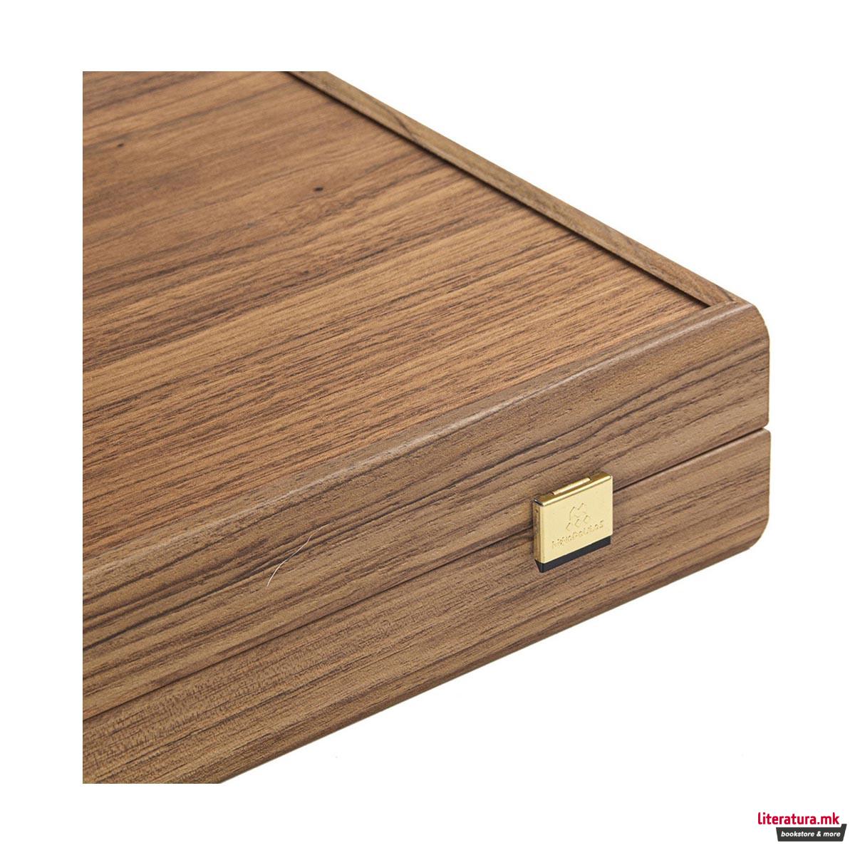 Сет за табла, Handcrafted American Walnut - Elegant Marquetry Design 