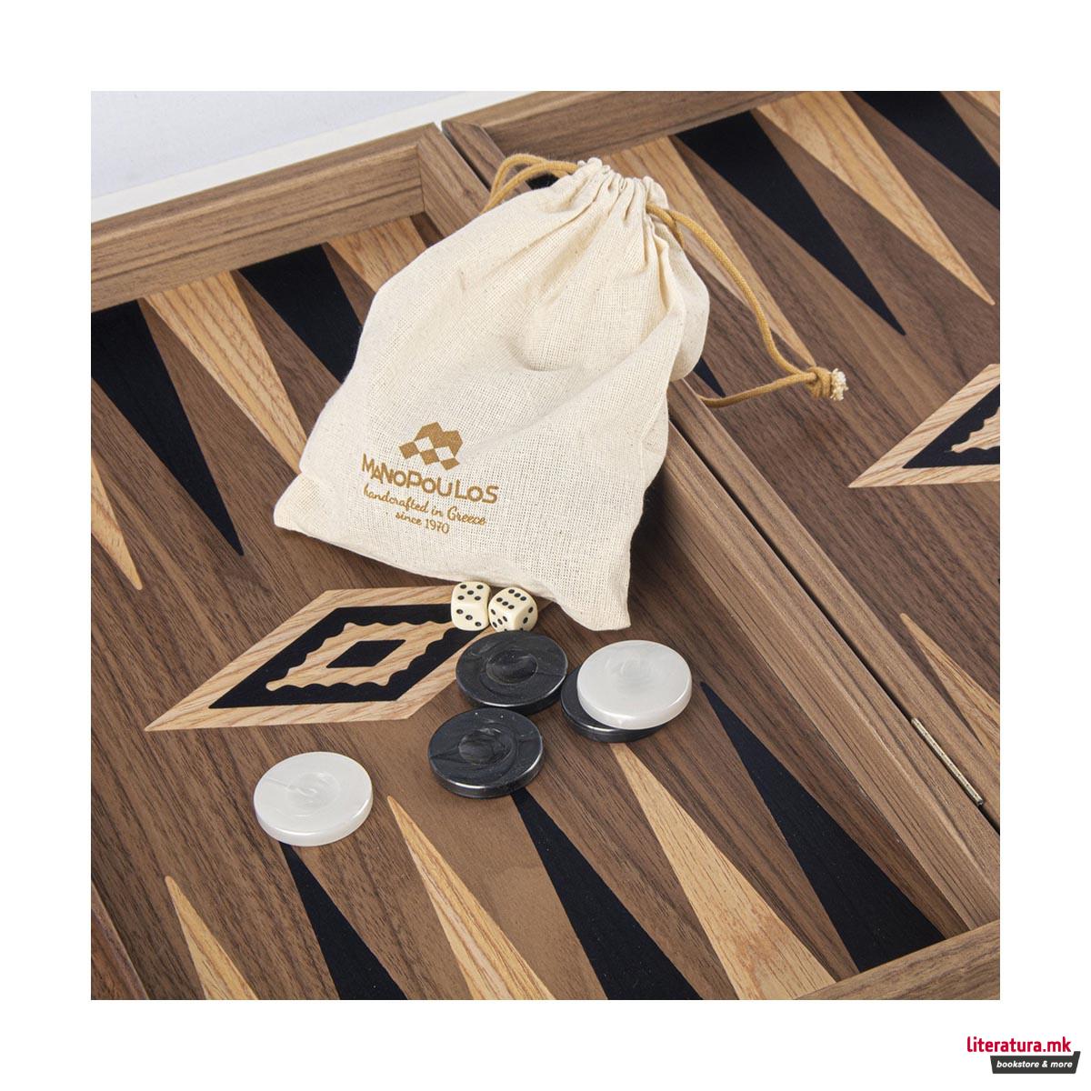 Сет за табла, Handcrafted American Walnut - Elegant Marquetry Design 