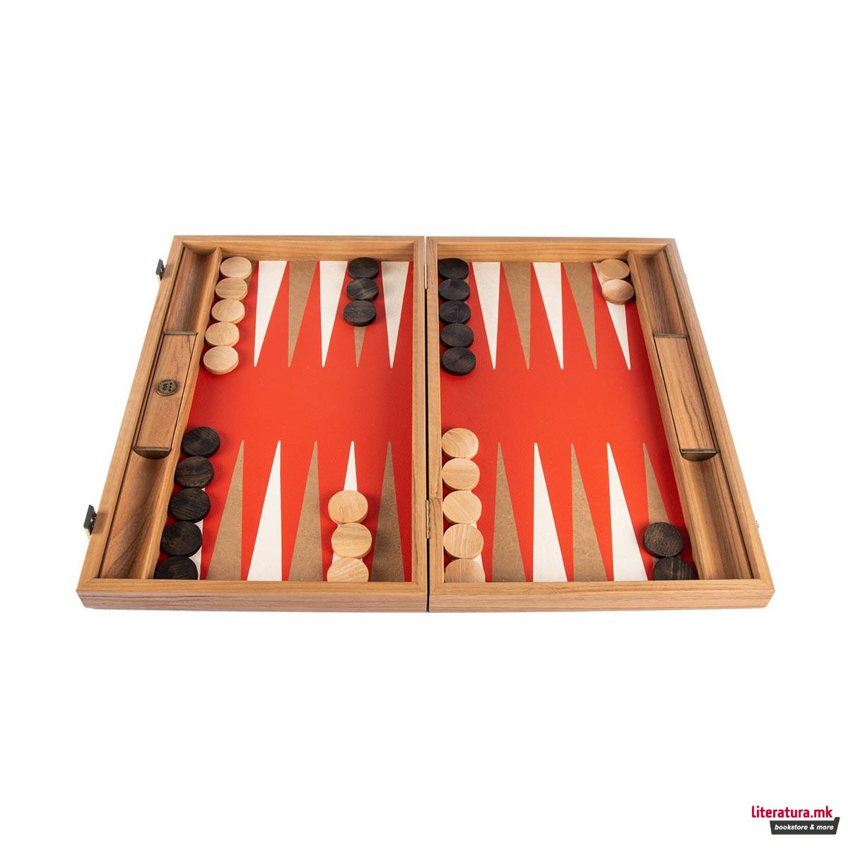 Сет за табла, Premium Leatherette Cinnabar Red 