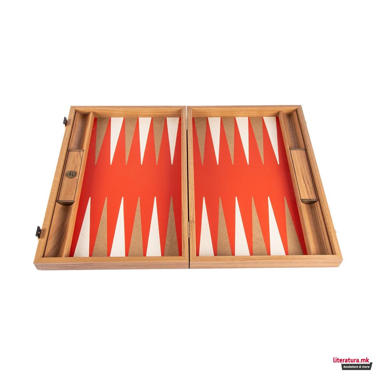 Сет за табла, Premium Leatherette Cinnabar Red 