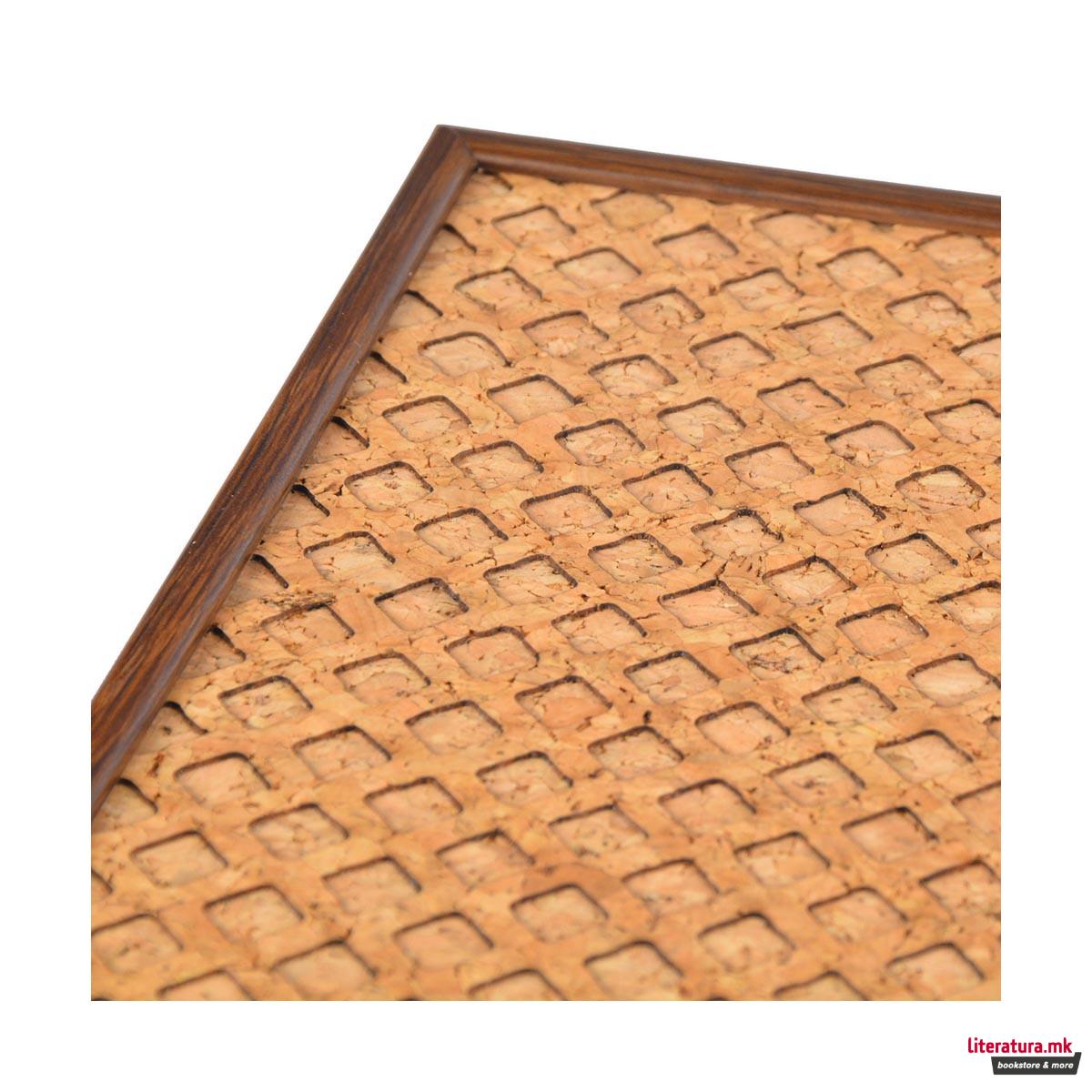 Сет за табла, Premium Handcrafted Natural Cork - Cube Design 