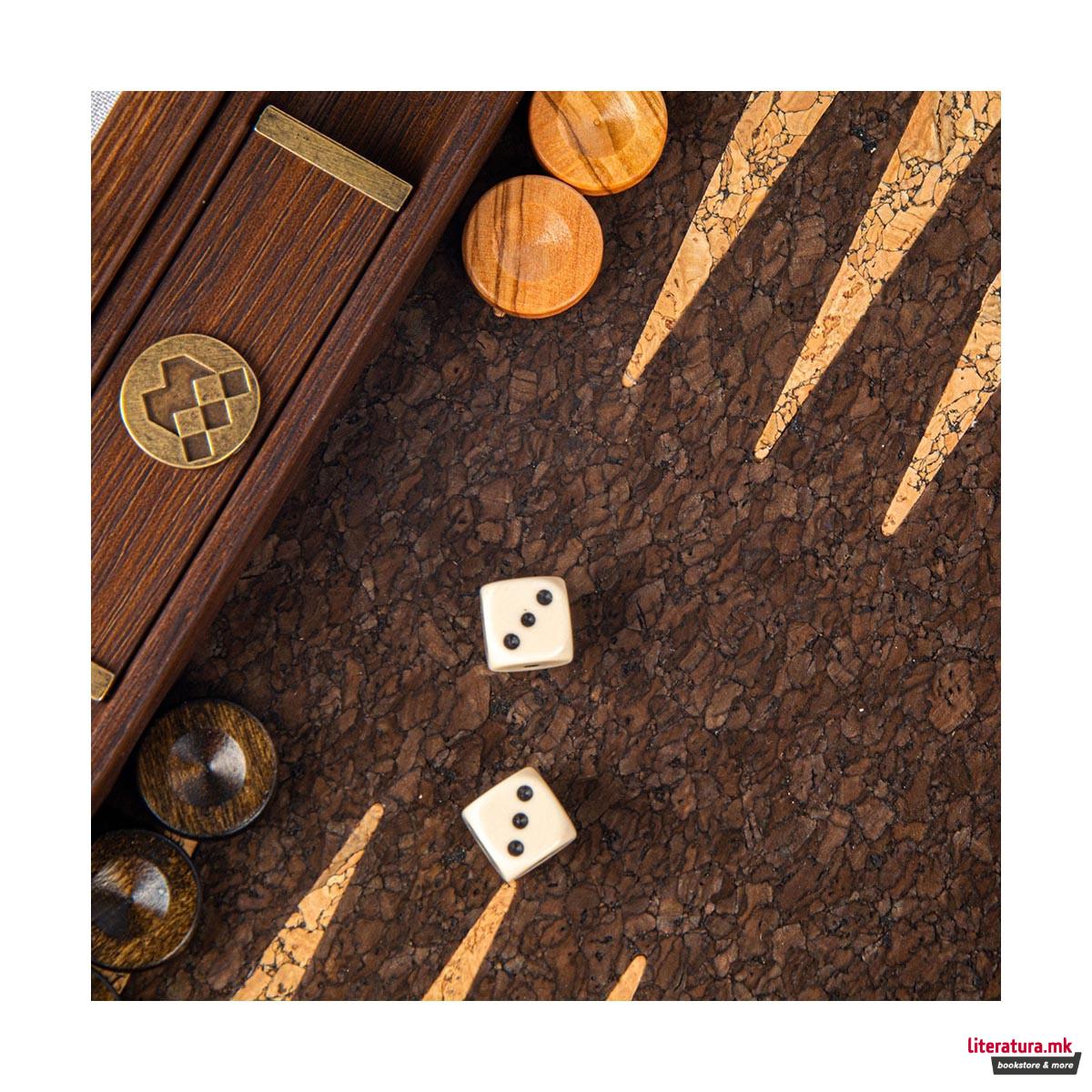 Сет за табла, Premium Handcrafted Natural Cork - Cube Design 