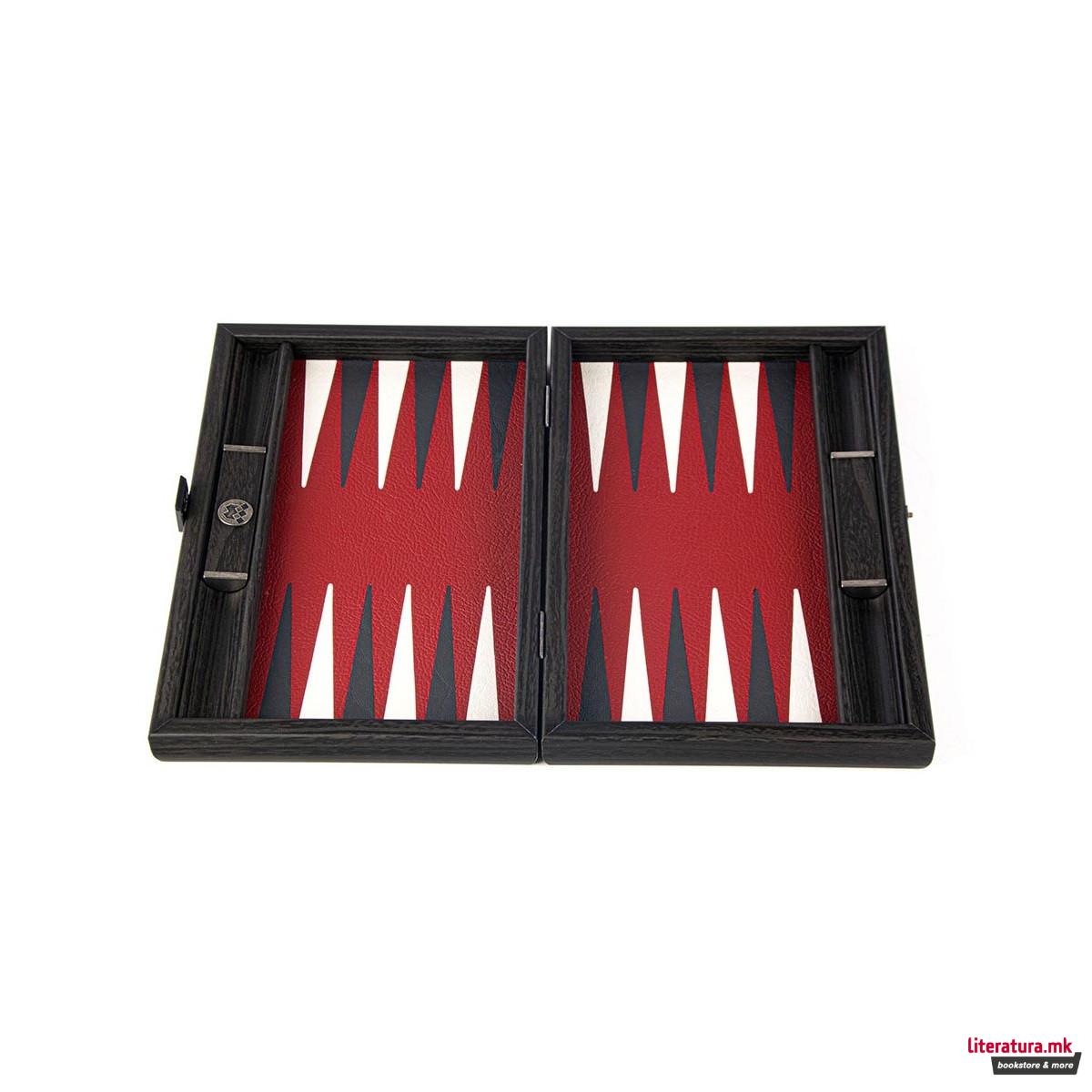 Сет за табла, Handcrafted Burgundy Red - Travel Size 