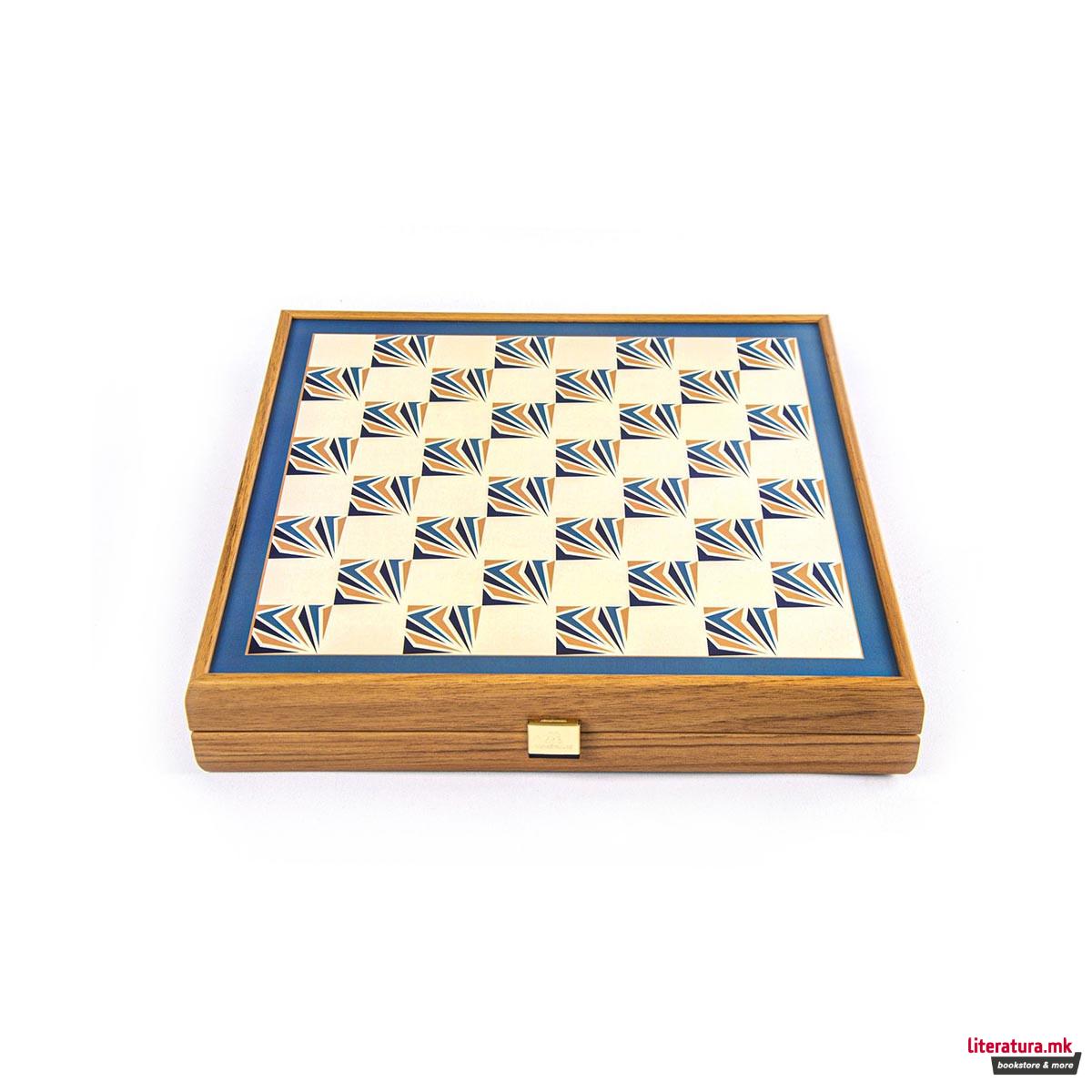 Сет игри 4 во 1, Navy Blue - Chess, Backgammon, Ludo & Snakes 