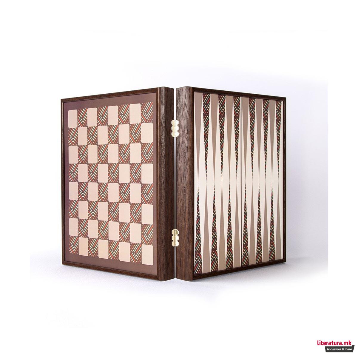 Сет игри 4 во 1, Vintage - Chess, Backgammon, Ludo & Snakes 