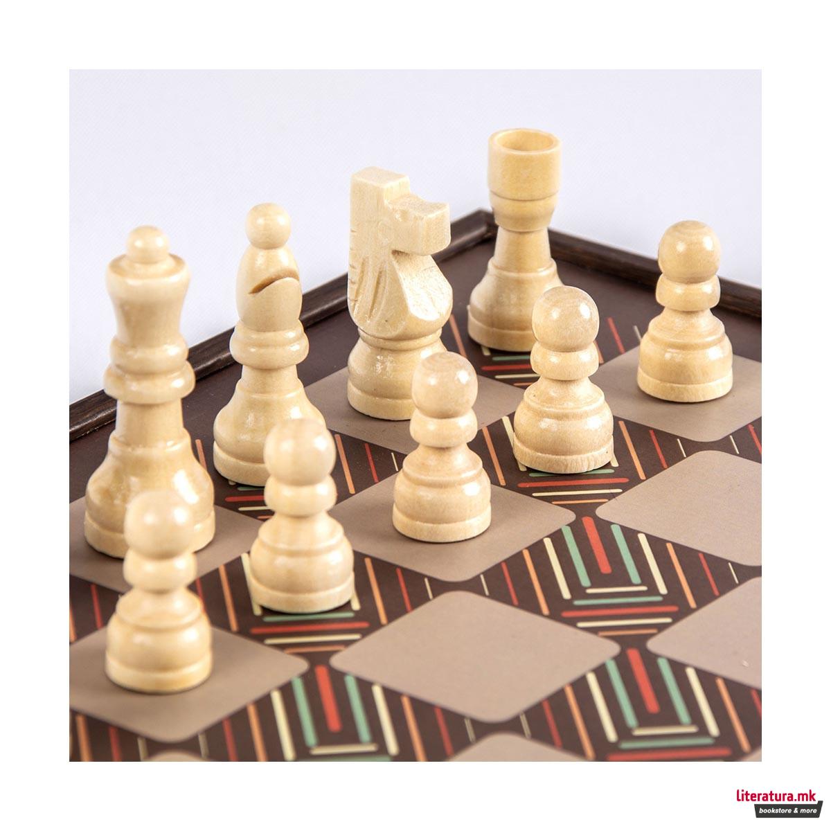 Сет игри 4 во 1, Vintage - Chess, Backgammon, Ludo & Snakes 