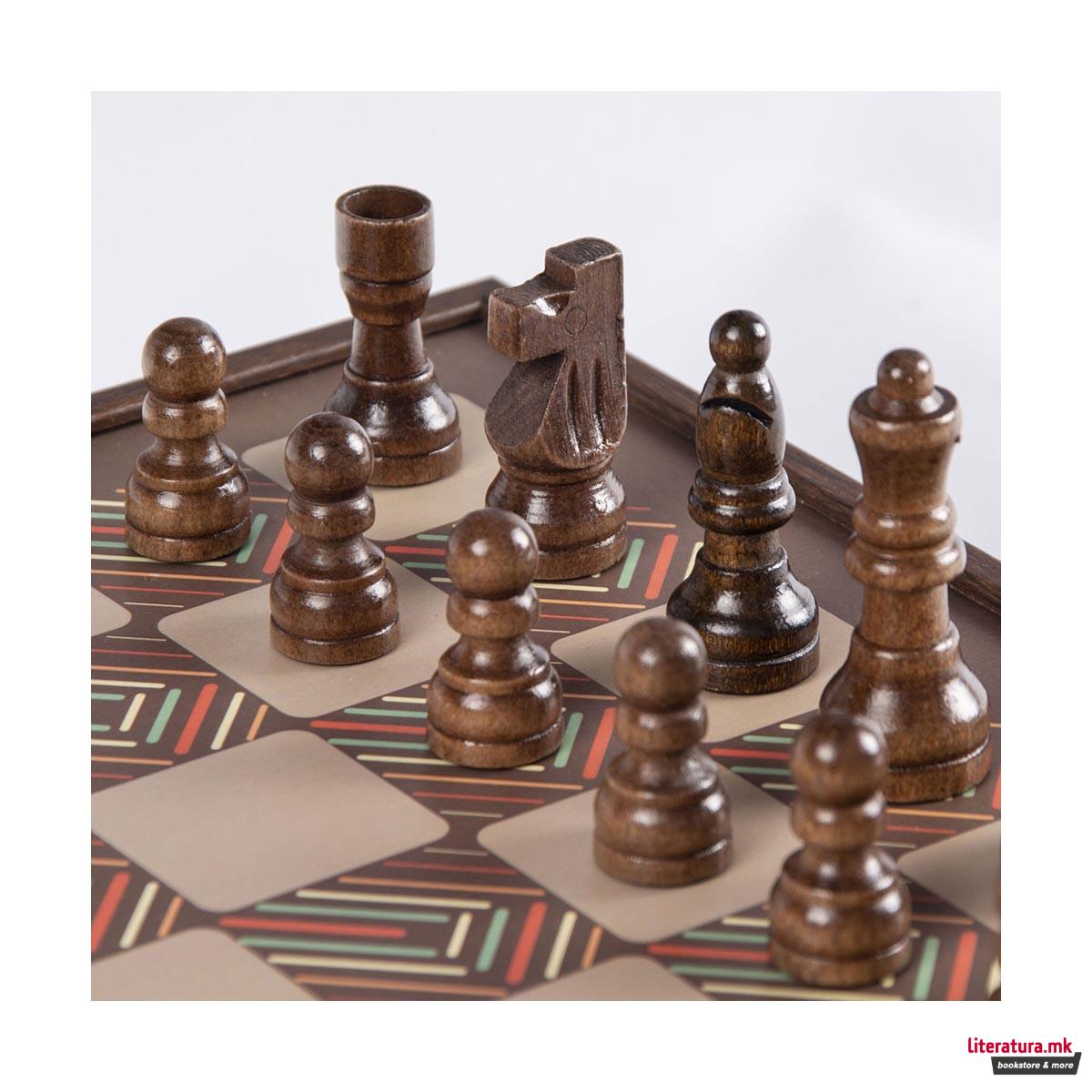 Сет игри 4 во 1, Vintage - Chess, Backgammon, Ludo & Snakes 