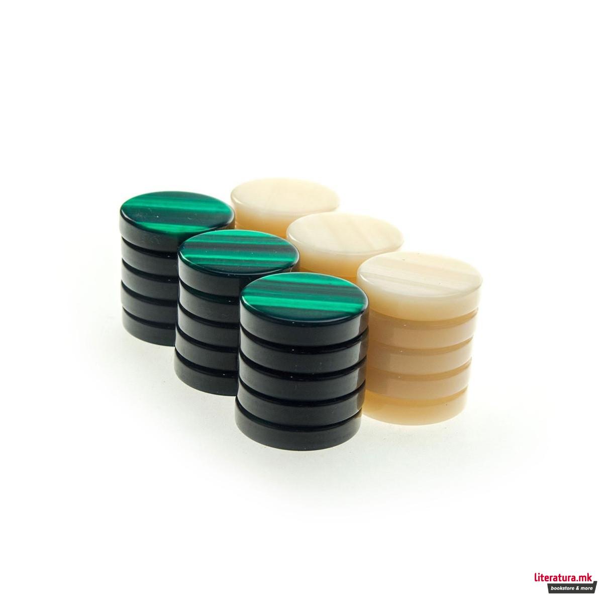 Пулови за табла - седефни, Handcrafted Premium Mother of Pearl Acrylic, зелени 