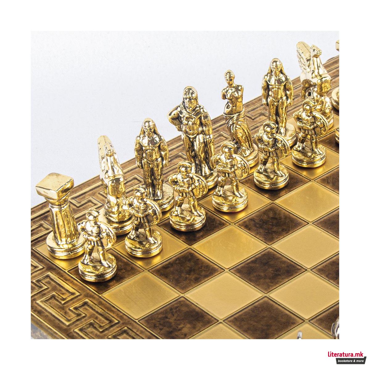 Сет за шах, Spartan Warrior Chess Set, мал, кафеав