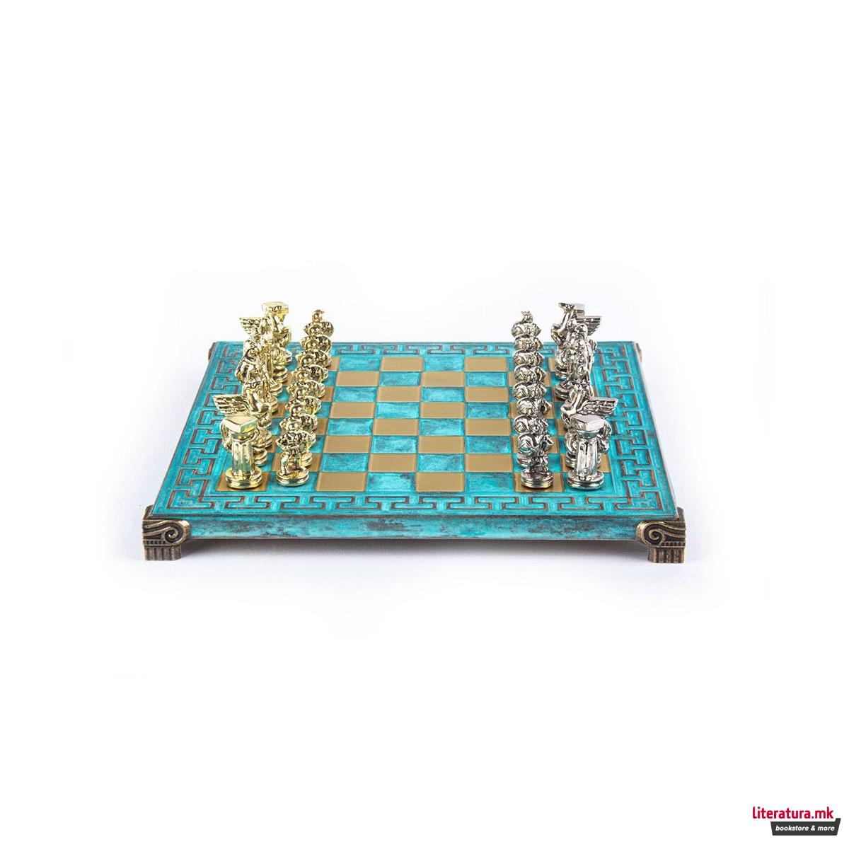 Сет за шах, Spartan Warrior Chess Set, мал, тиркизен 