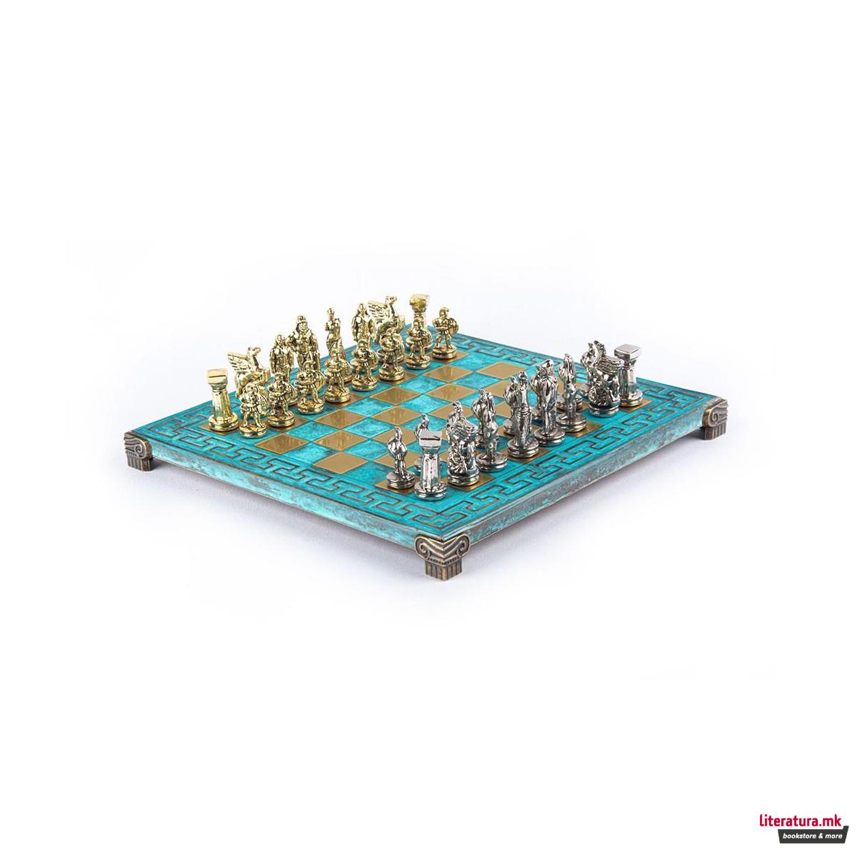 Сет за шах, Spartan Warrior Chess Set, мал, тиркизен 
