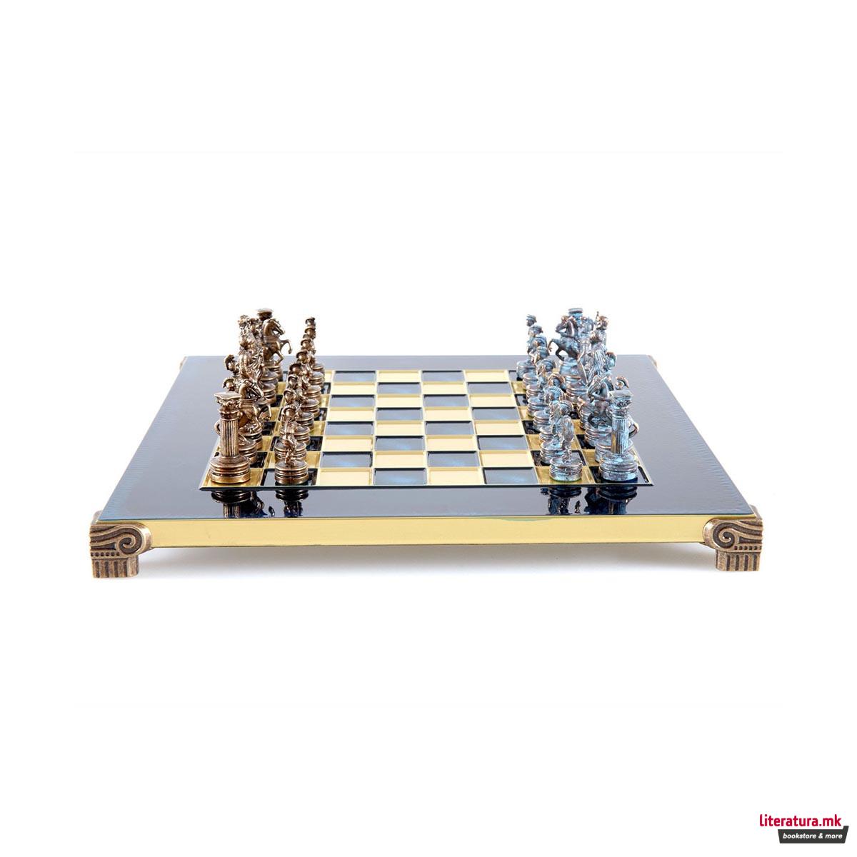 Сет за шах, Handcrafted Greek Roman Period, мал, син со сини и кафеави фигури 