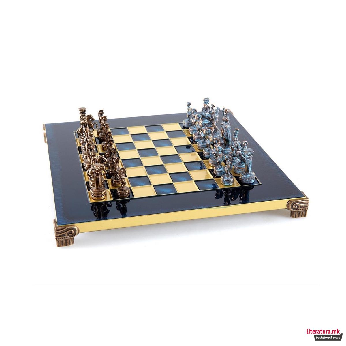 Сет за шах, Handcrafted Greek Roman Period, мал, син со сини и кафеави фигури 