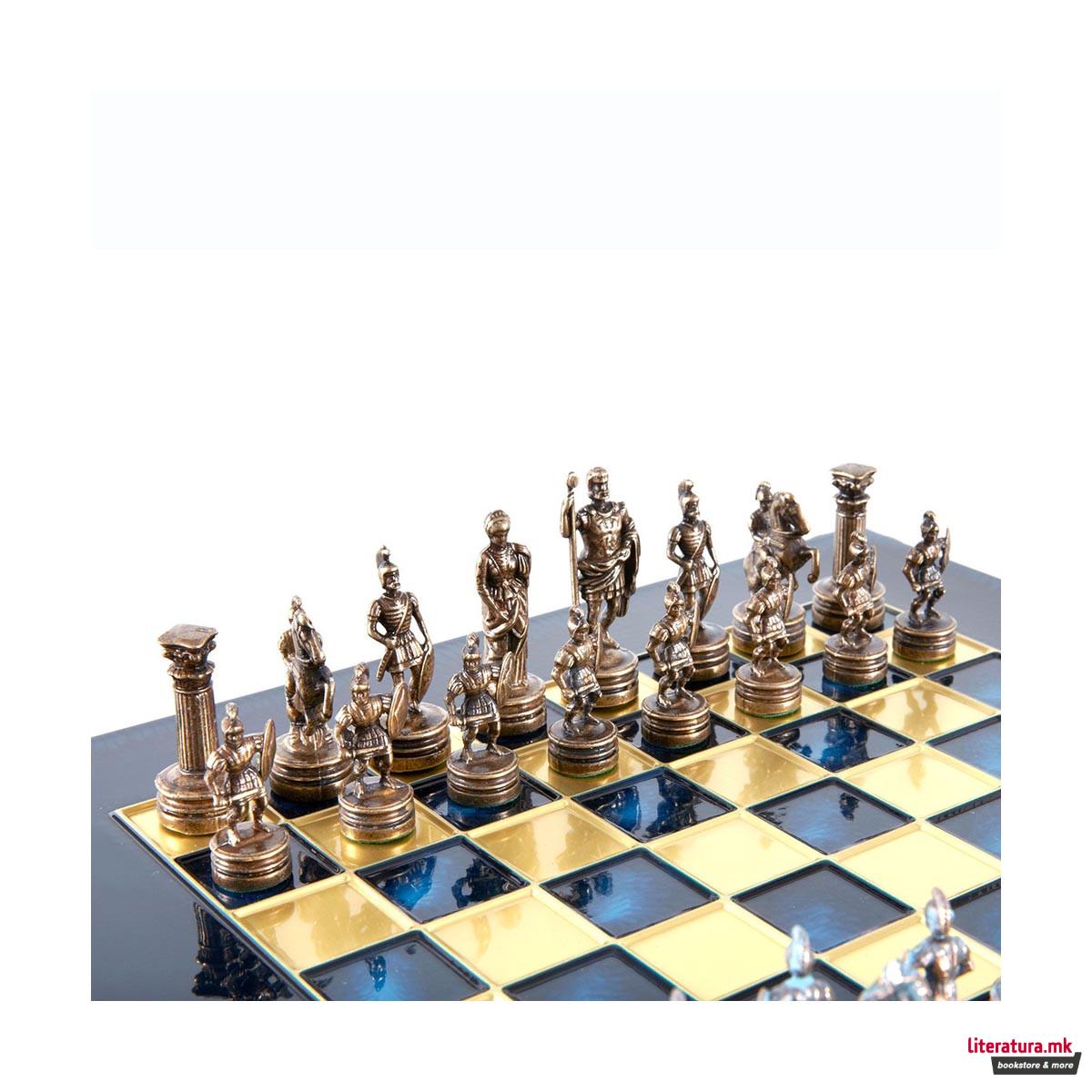 Сет за шах, Handcrafted Greek Roman Period, мал, син со сини и кафеави фигури 