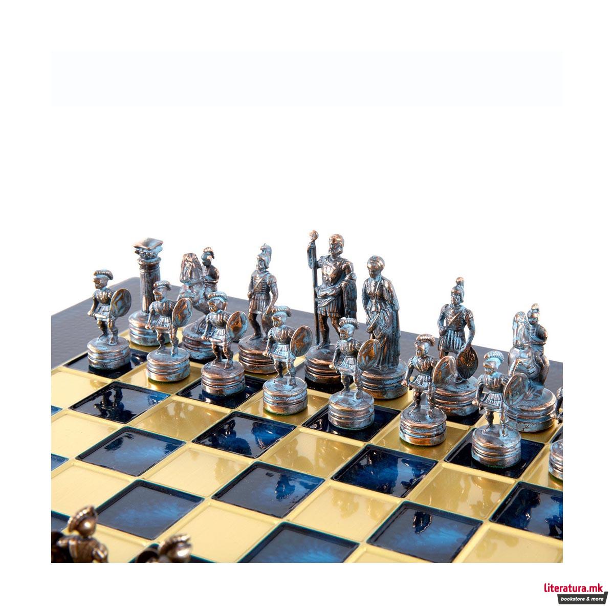Сет за шах, Handcrafted Greek Roman Period, мал, син со сини и кафеави фигури 
