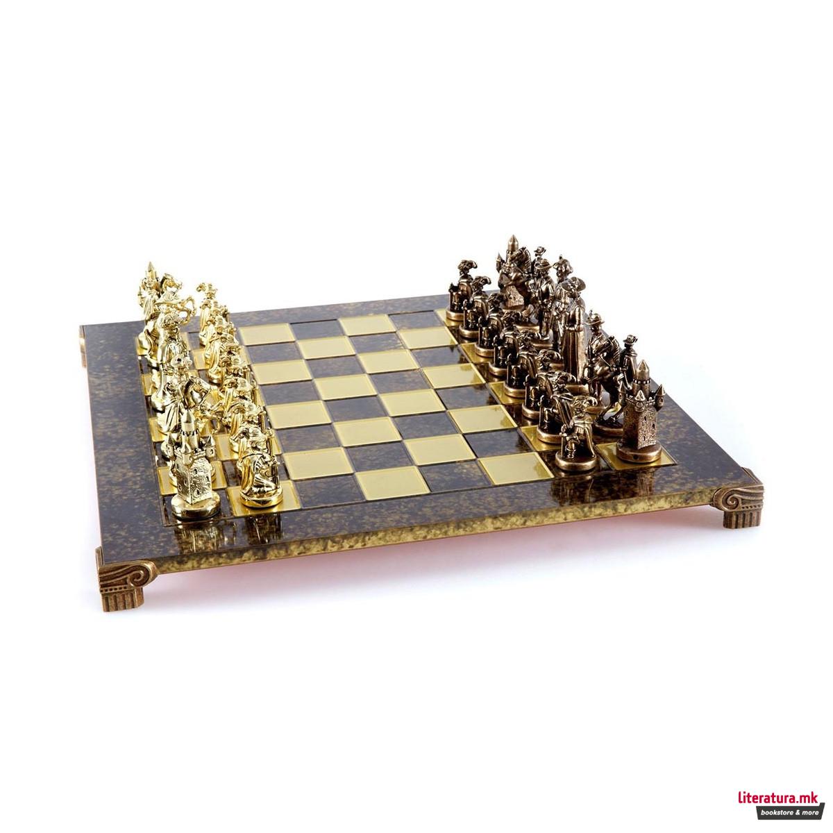 Сет за шах, Medieval Knights Chess Set, голем, кафеав 