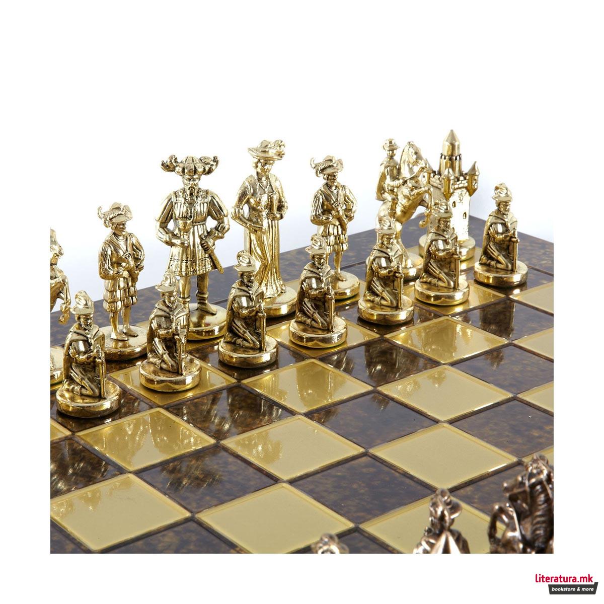 Сет за шах, Medieval Knights Chess Set, голем, кафеав 