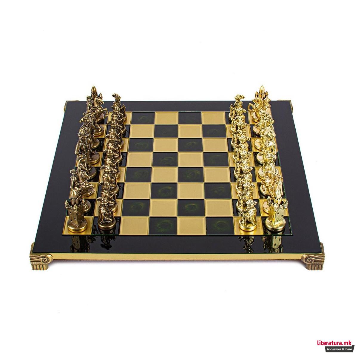 Сет за шах, Medieval Knights Chess Set, голем, зелен 