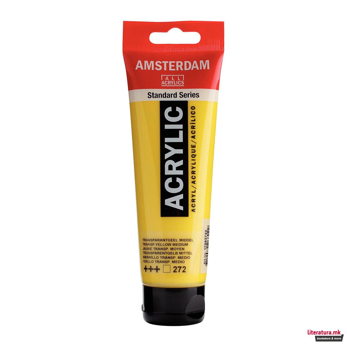 Акрилна боја, Amsterdam All Acrylics, Standard Series, 120 мл, transparent yellow medium