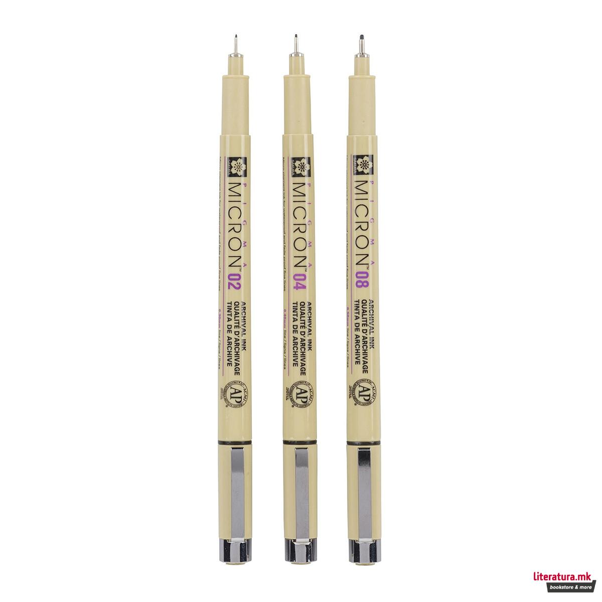 Сет од 3 фајнлајнери, Sakura, Pigma Micron, 005/01/03, црни 