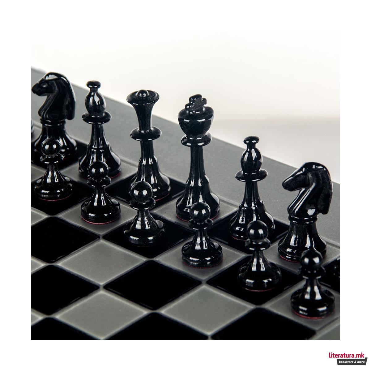 Сет за шах, ClassicMetal Staunton Chess Set, мал, црнобел, алуминиумски 