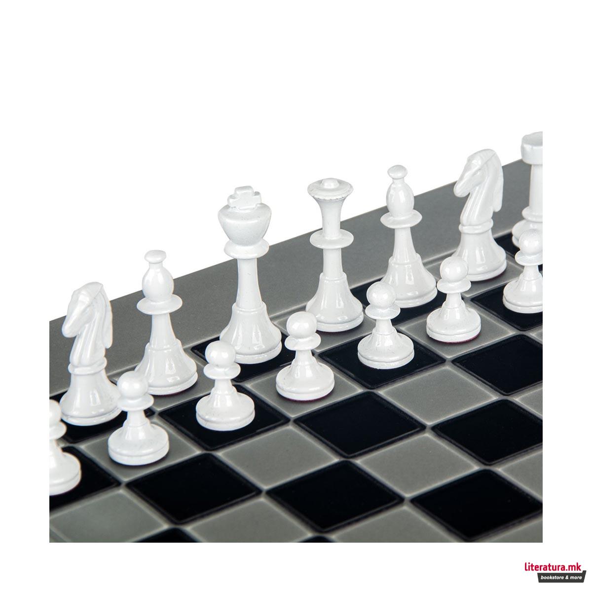 Сет за шах, ClassicMetal Staunton Chess Set, мал, црнобел, алуминиумски 