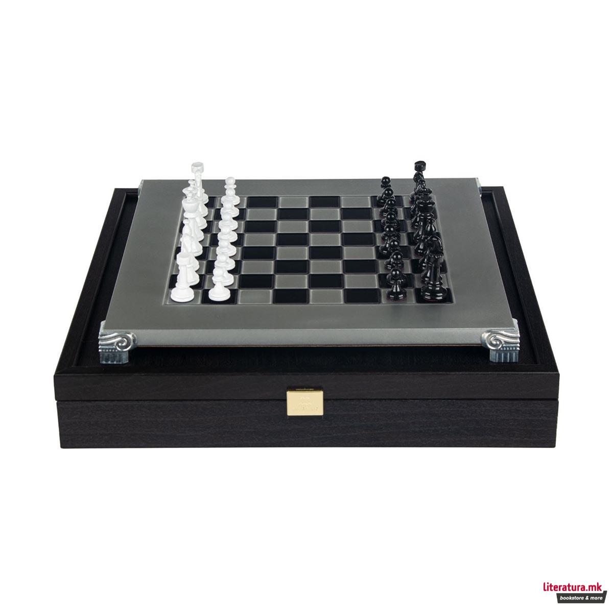 Сет за шах, ClassicMetal Staunton Chess Set, мал, црнобел, алуминиумски 