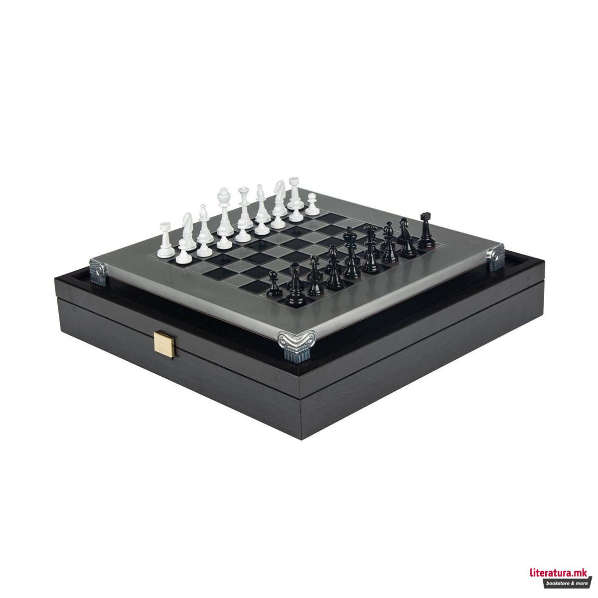 Сет за шах, ClassicMetal Staunton Chess Set, мал, црнобел, алуминиумски 