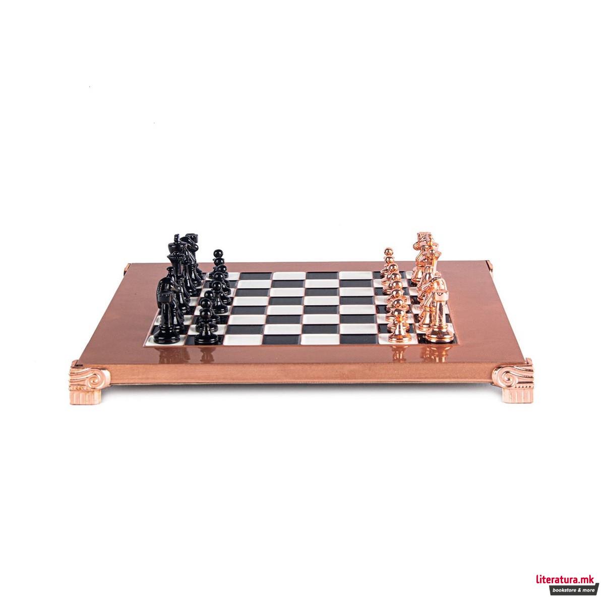 Сет за шах, Classic Metal Staunton Chess Set, мал, црн/бакарен 