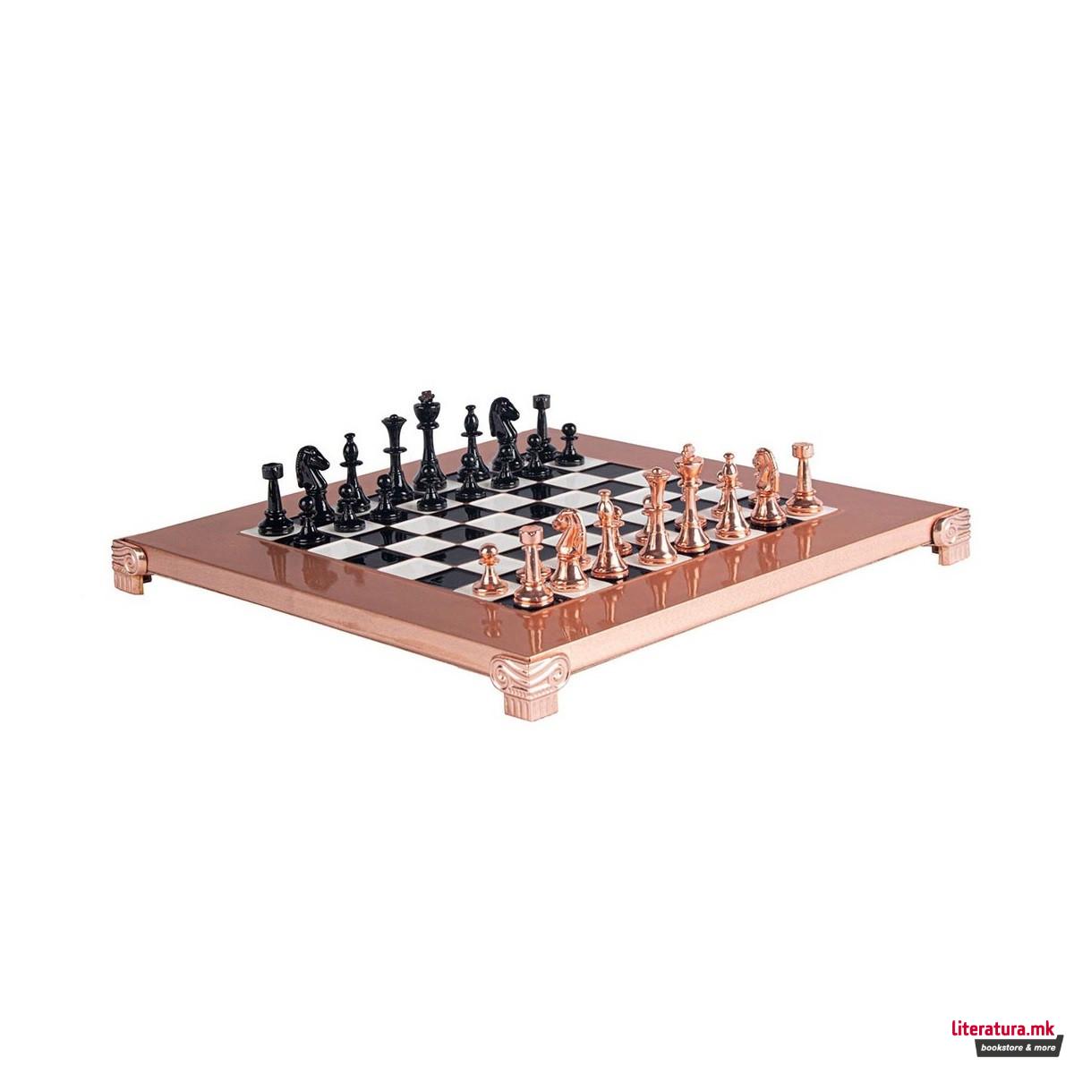Сет за шах, Classic Metal Staunton Chess Set, мал, црн/бакарен 