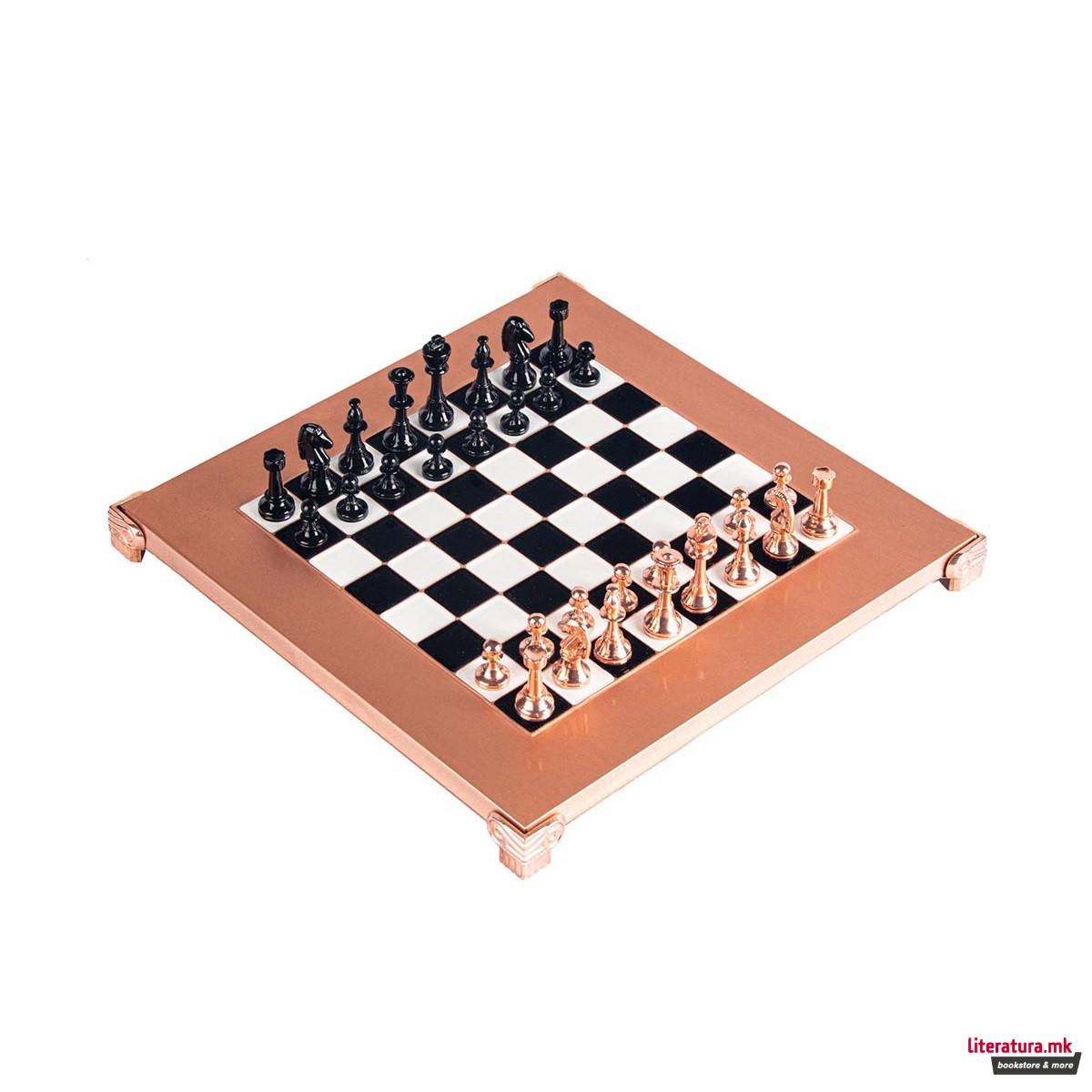 Сет за шах, Classic Metal Staunton Chess Set, мал, црн/бакарен 