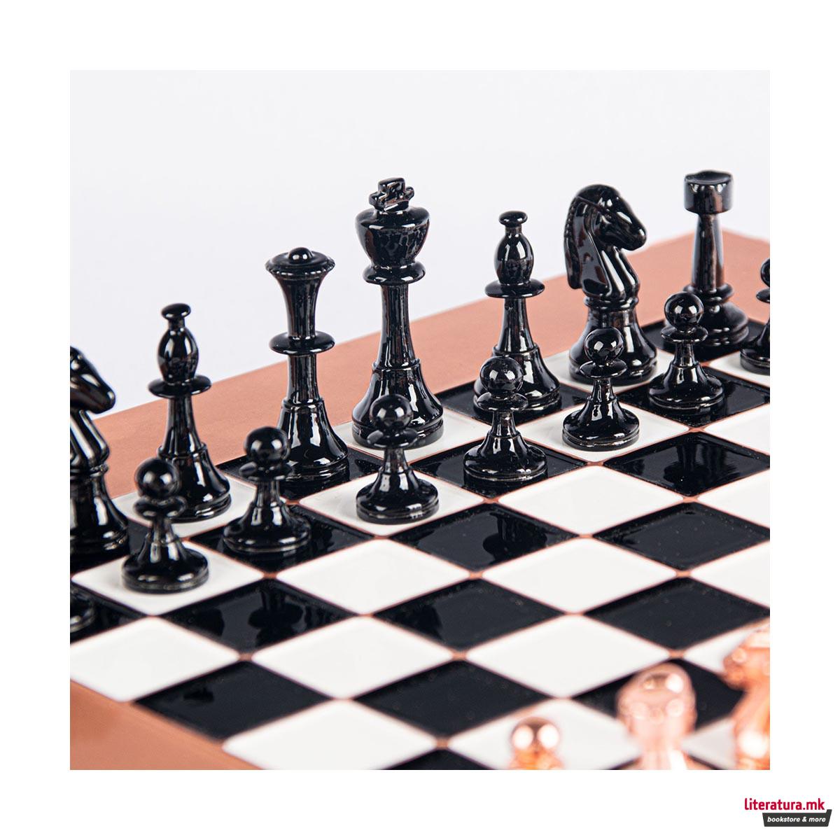 Сет за шах, Classic Metal Staunton Chess Set, мал, црн/бакарен 