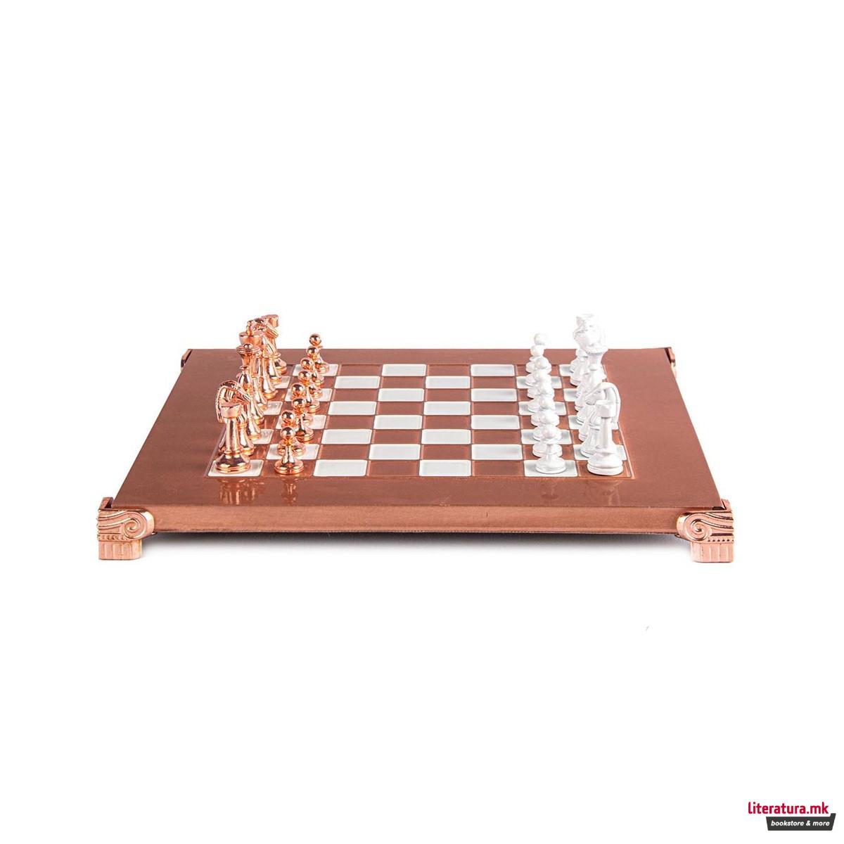 Сет за шах, Classic Metal Staunton Chess Set, мал, бел/бакарен 