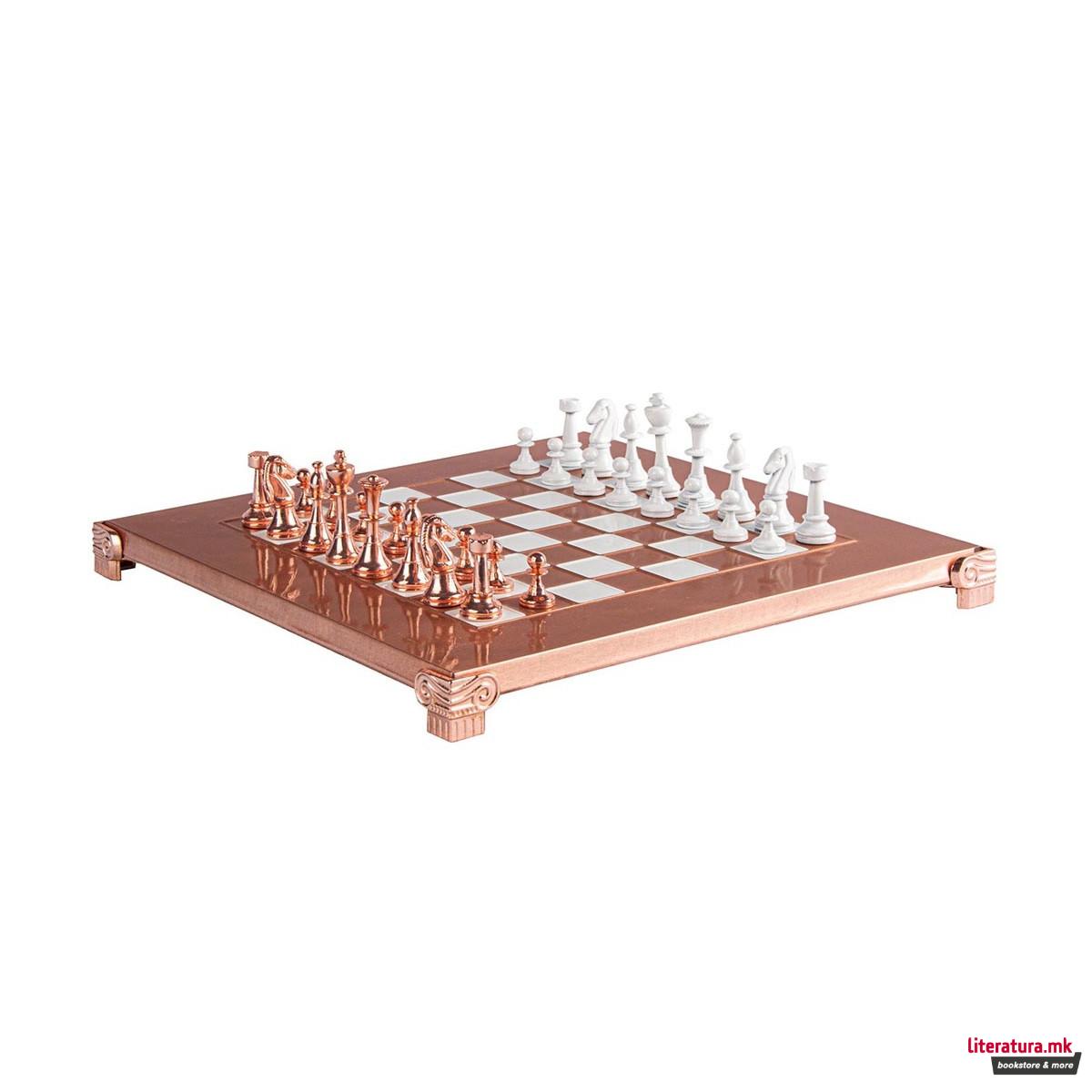Сет за шах, Classic Metal Staunton Chess Set, мал, бел/бакарен 