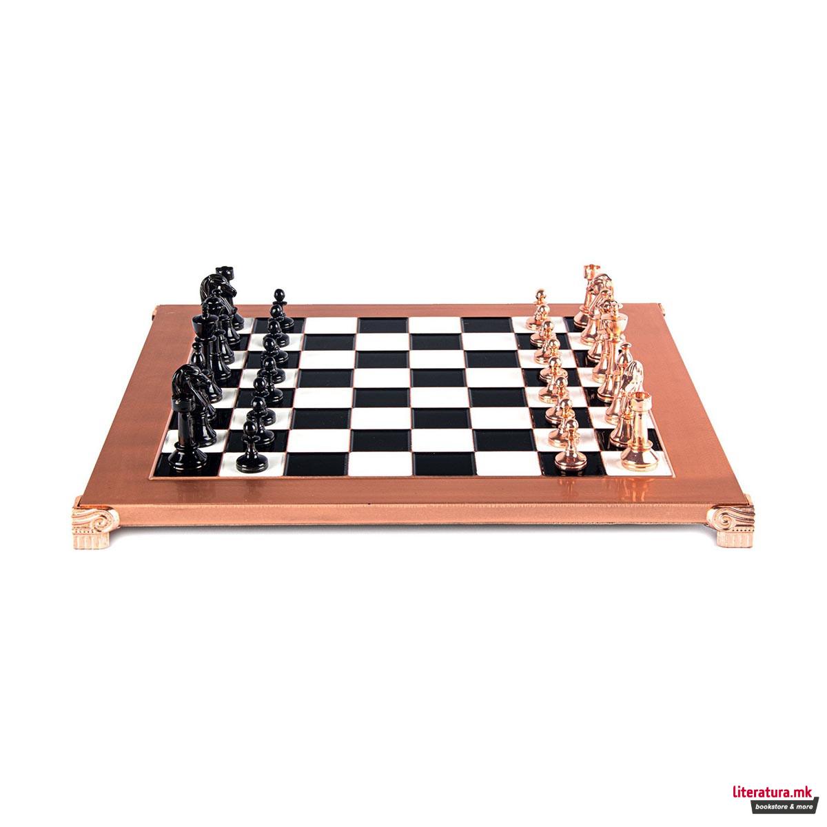 Сет за шах, Classic Metal Staunton Chess Set, среден, црн/бакарен 