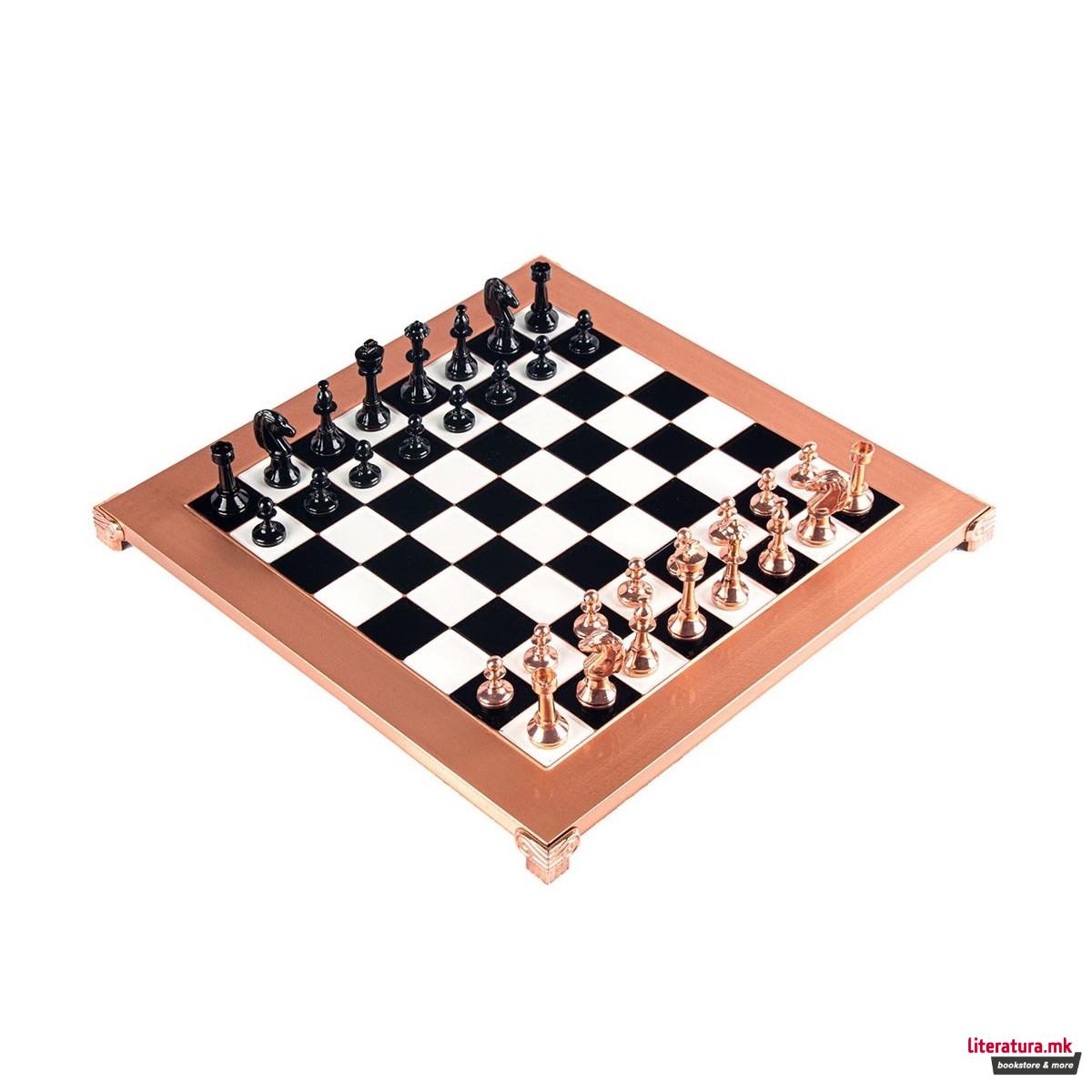 Сет за шах, Classic Metal Staunton Chess Set, среден, црн/бакарен 
