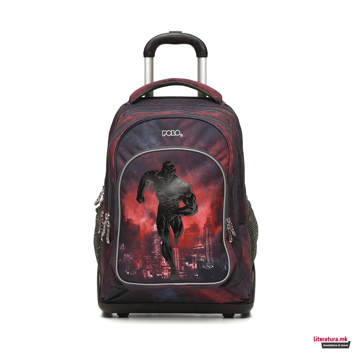 Ранец со тркалца, Wheelix Glow, црноцрвен
