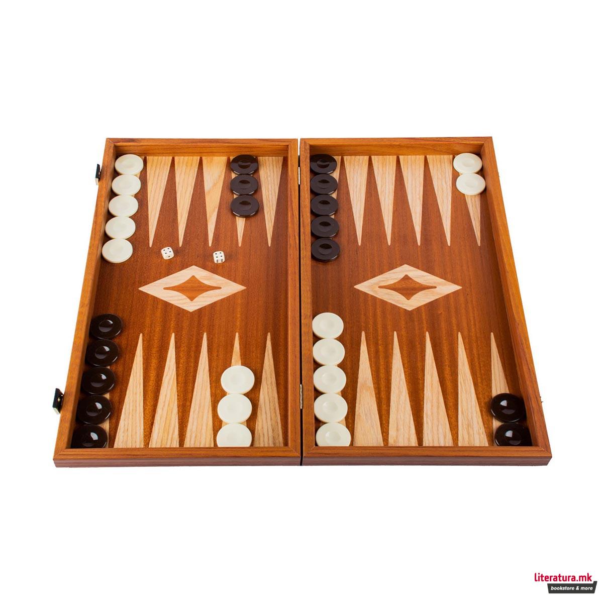 Сет за табла, Handcrafted Mahogany - Elegant Marquetry Design, голем 